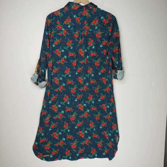 Matilda Jane Choose Your Own Path Shirt Dress S Teal Floral Button Down - Picture 11 of 11
